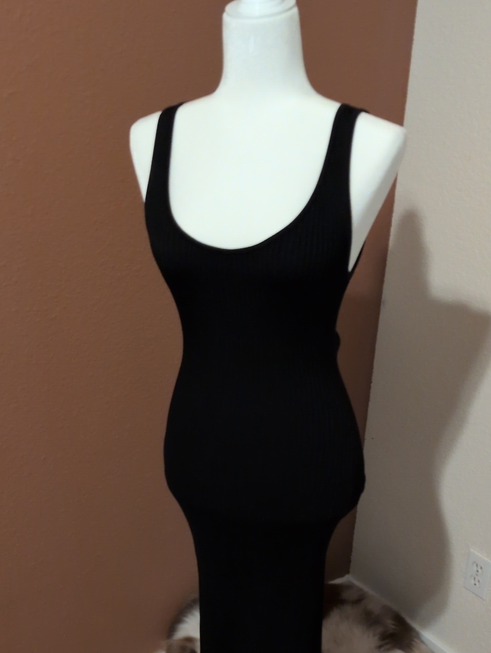 Classic Black Ribbed Scoop Tank Dress